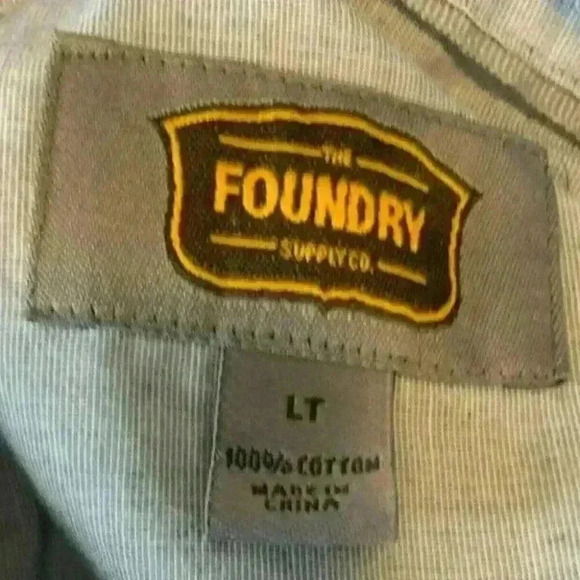 Foundry Mens Gray Blue Button Up Front Pockets Casual Shirt Size Large Tall   - Picture 4 of 5